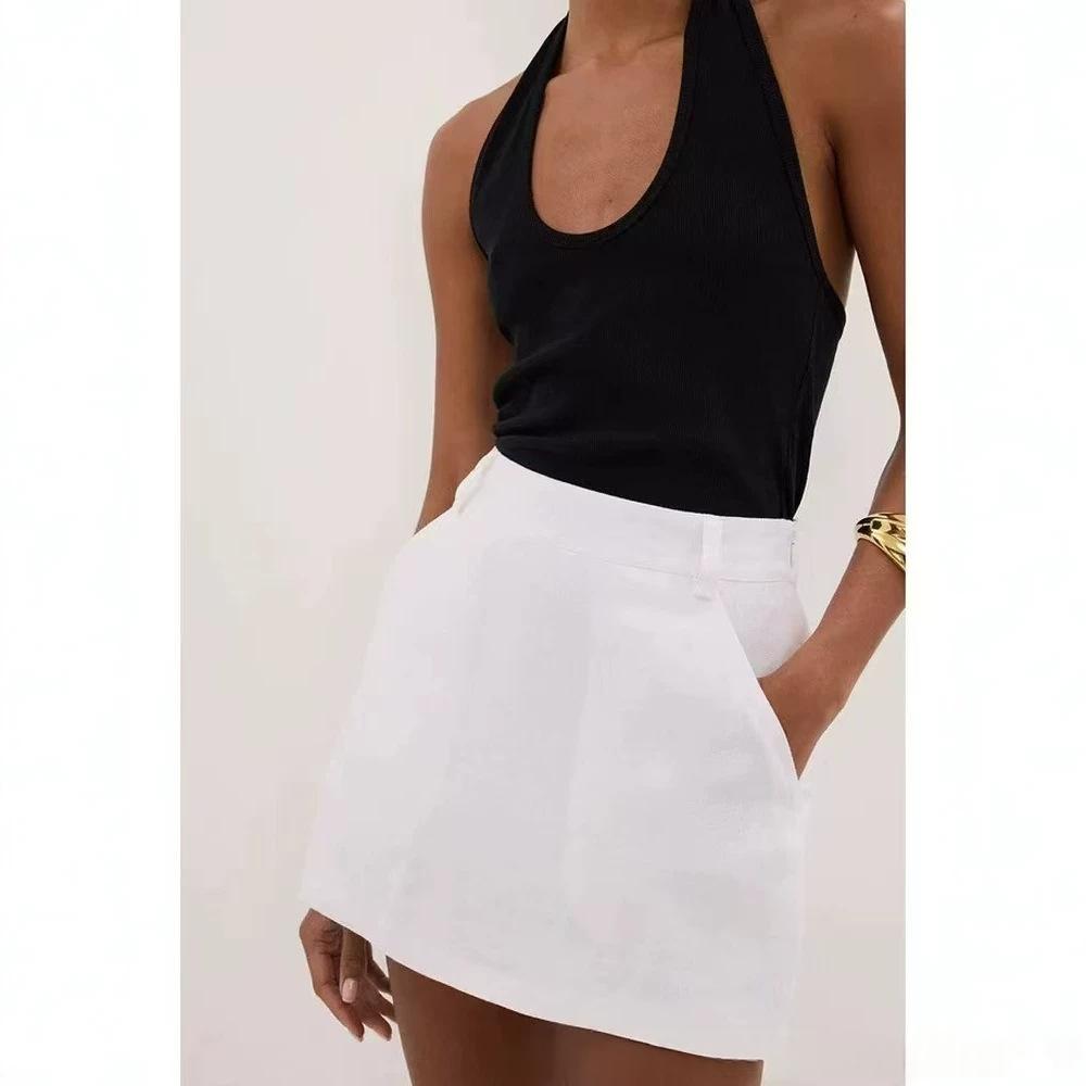Leinen-Skort im A-Linien-Schnitt für Damen