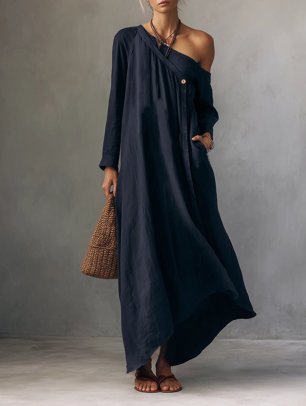 Langes Off-Shoulder-Kleid