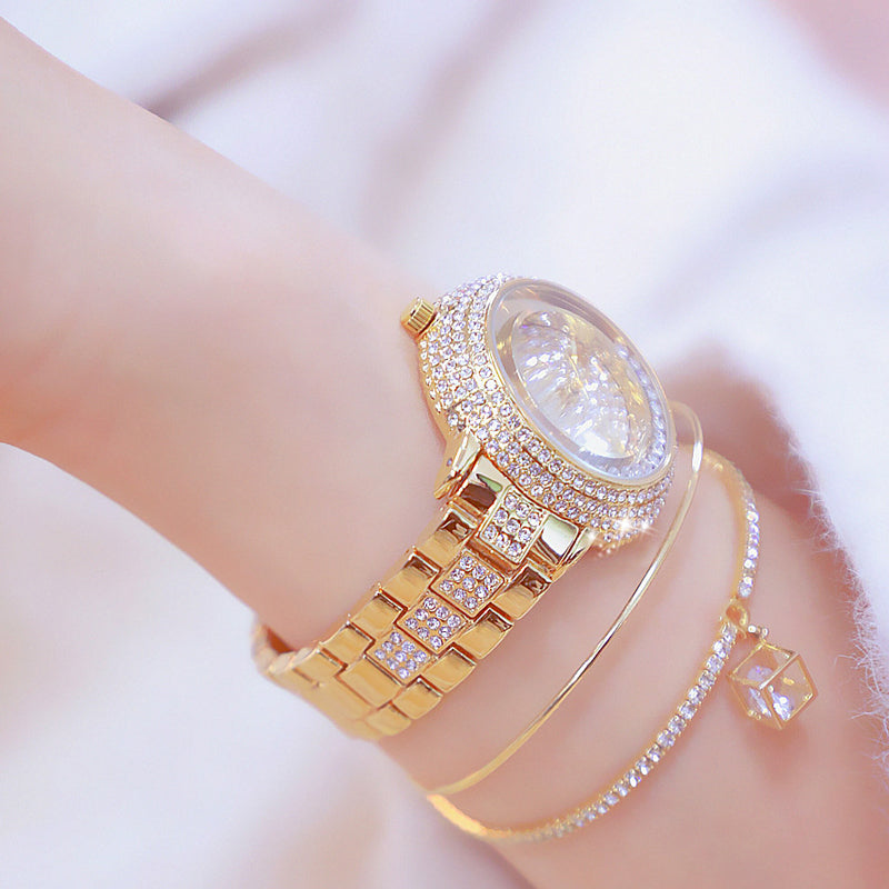 Quarz-Uhr mit Glitzerperlen | LuxeStyle
