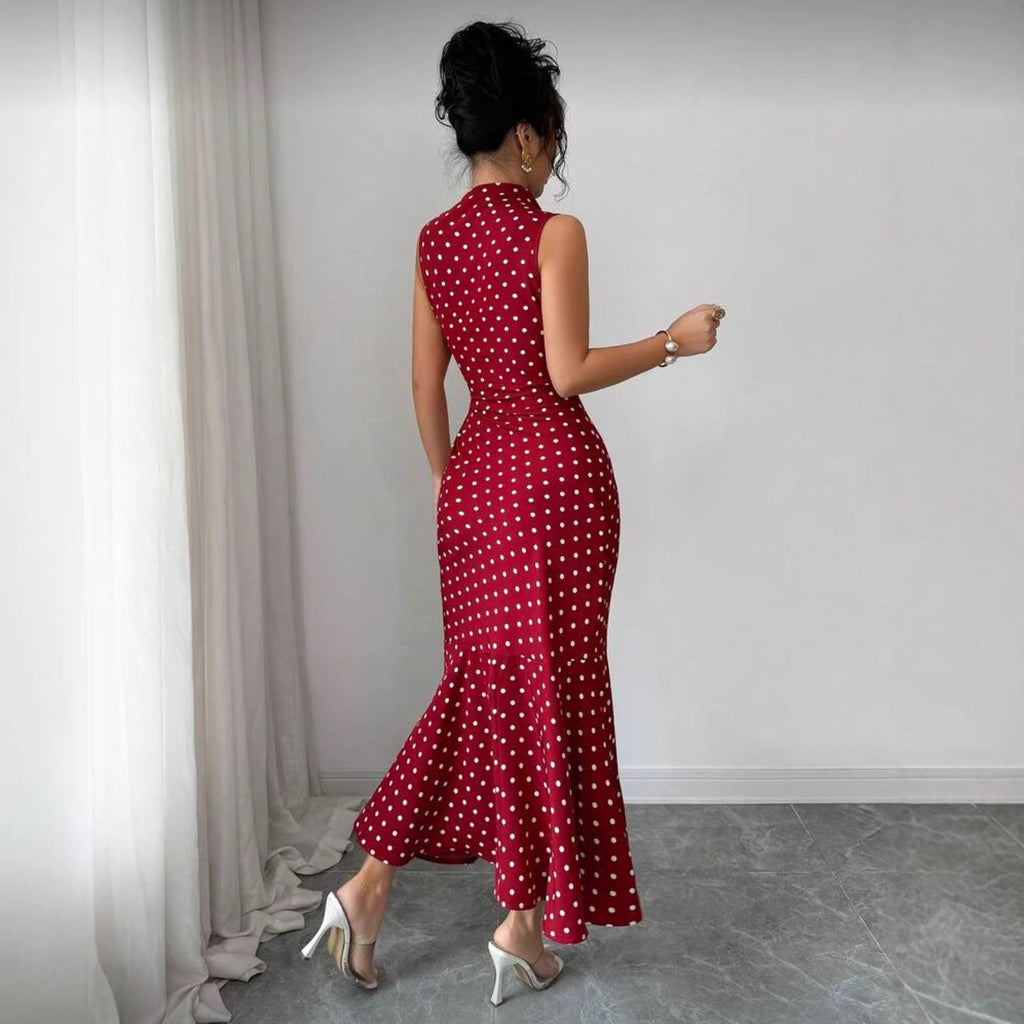 Elegantes Polka-Dot Maxikleid