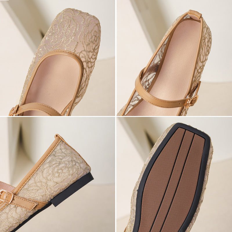 Bestickte Mesh Flats mit eckiger Zehenpartie – Bild 5 | LuxeStyle