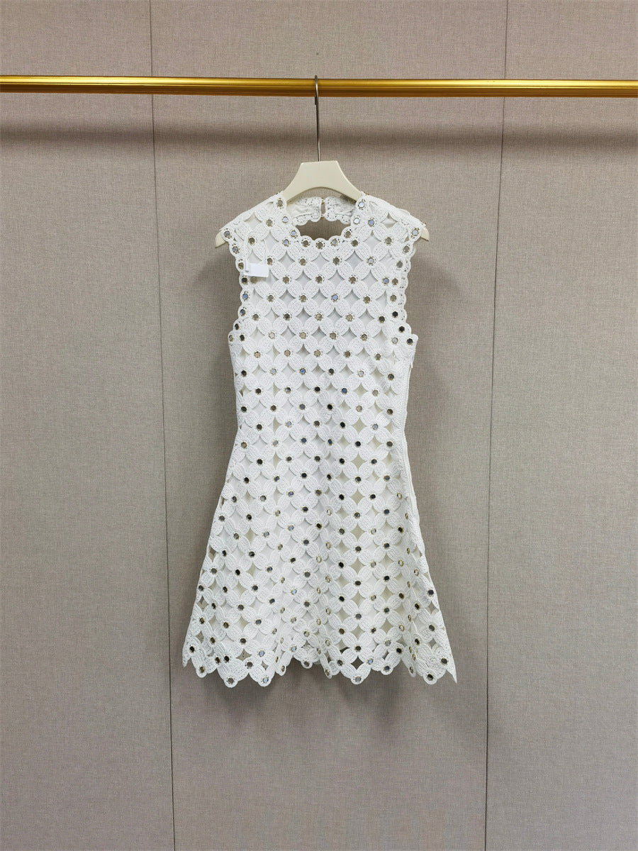 Glitzerndes Häkel-Minikleid mit Rautenmuster – Bild 3 | LuxeStyle