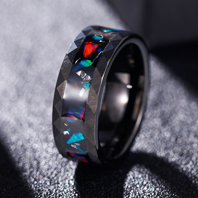 Tungsten-Ring mit Schalen-Einlagen