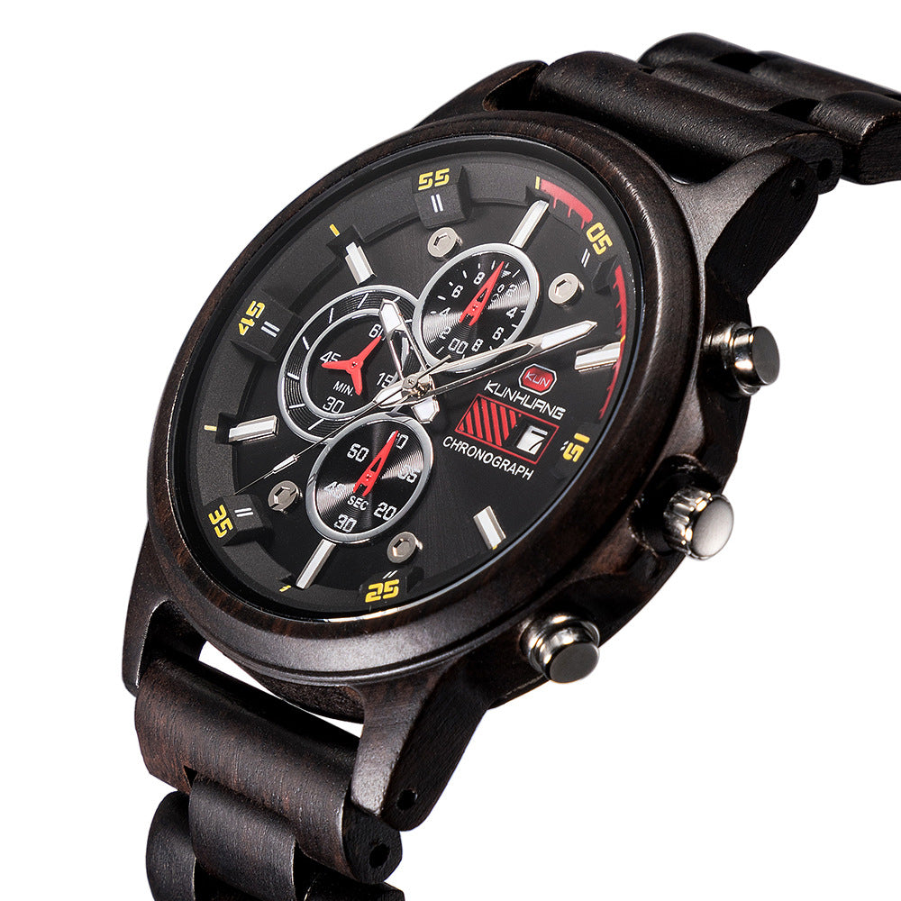Holzuhr für Herren – Quarz, 50 mm Zifferblatt | LuxeStyle