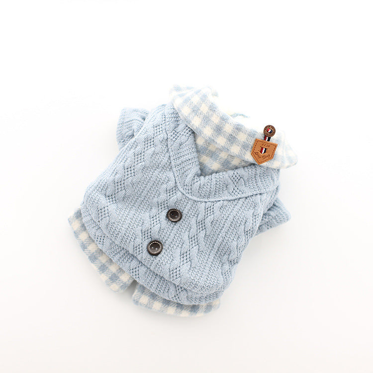Bichon Frise Kostüm – Zwei-teiliger Pink-Blau-Grauer Pullover – Bild 7 | LuxeStyle