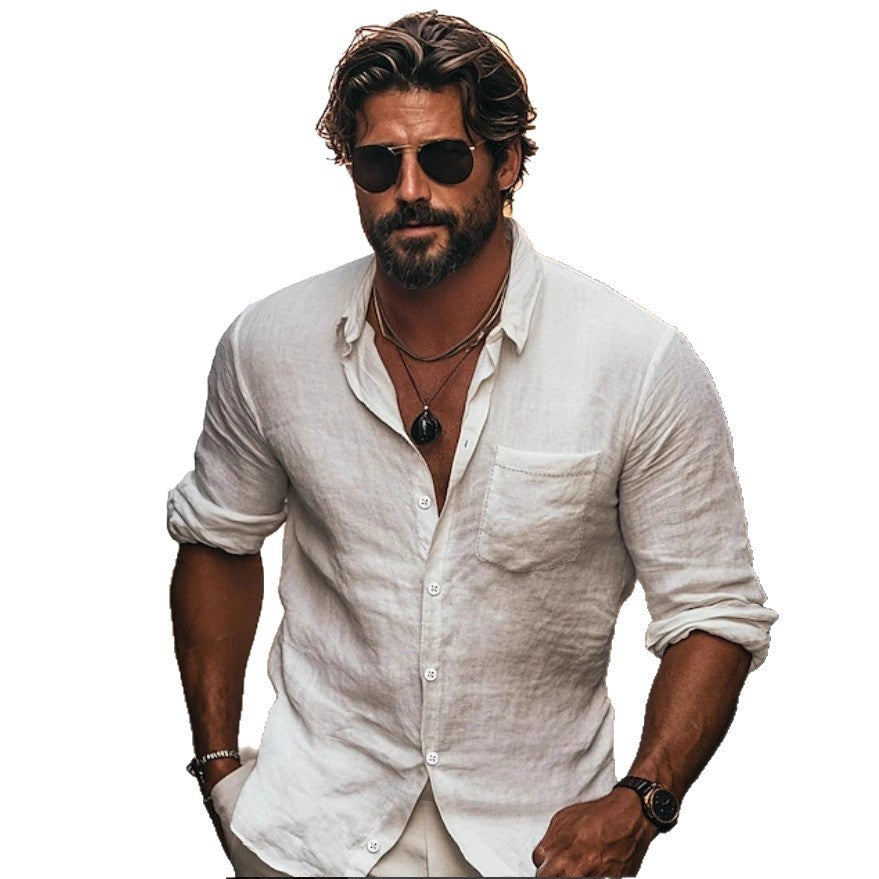 Herren Langarmhemd mit Revers und Brusttasche – Bild 9 | LuxeStyle