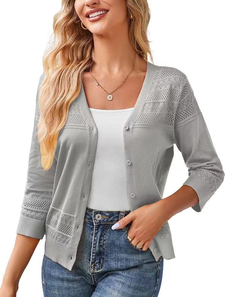 Kurzer Strick-Cardigan mit V-Ausschnitt