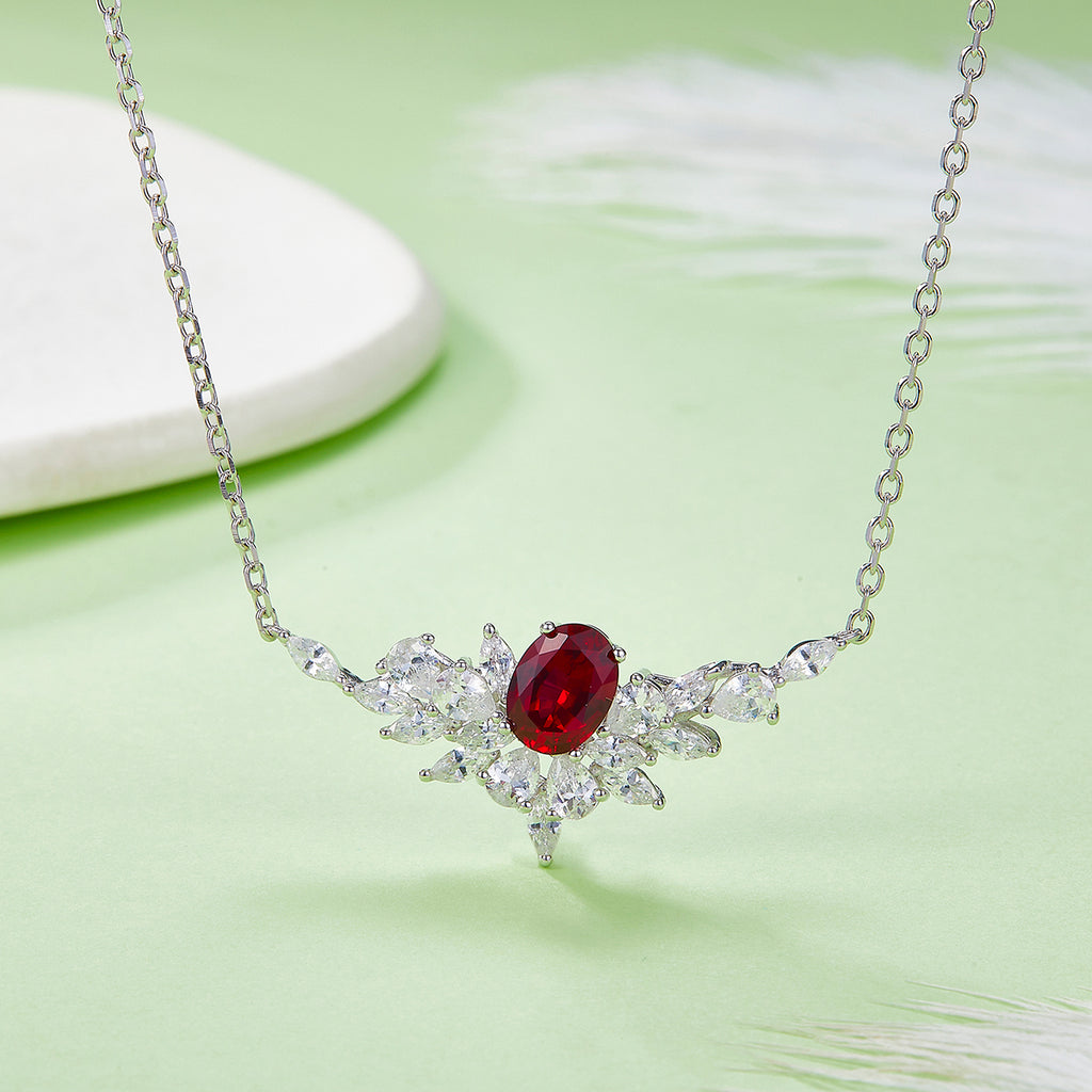 Edelstein-Halskette «Rubin & Saphir» · 925 Silber