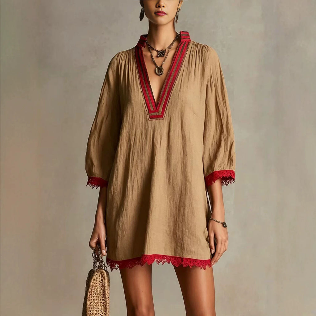 V-Ausschnitt Freizeitkleid für Damen – Bild 10 | LuxeStyle