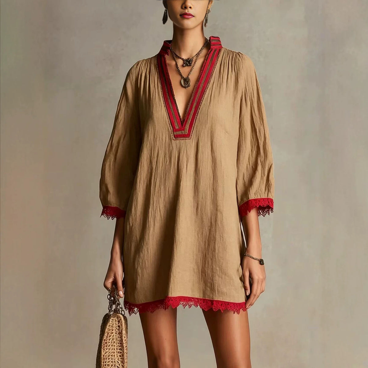 V-Ausschnitt Freizeitkleid für Damen – Bild 10 | LuxeStyle