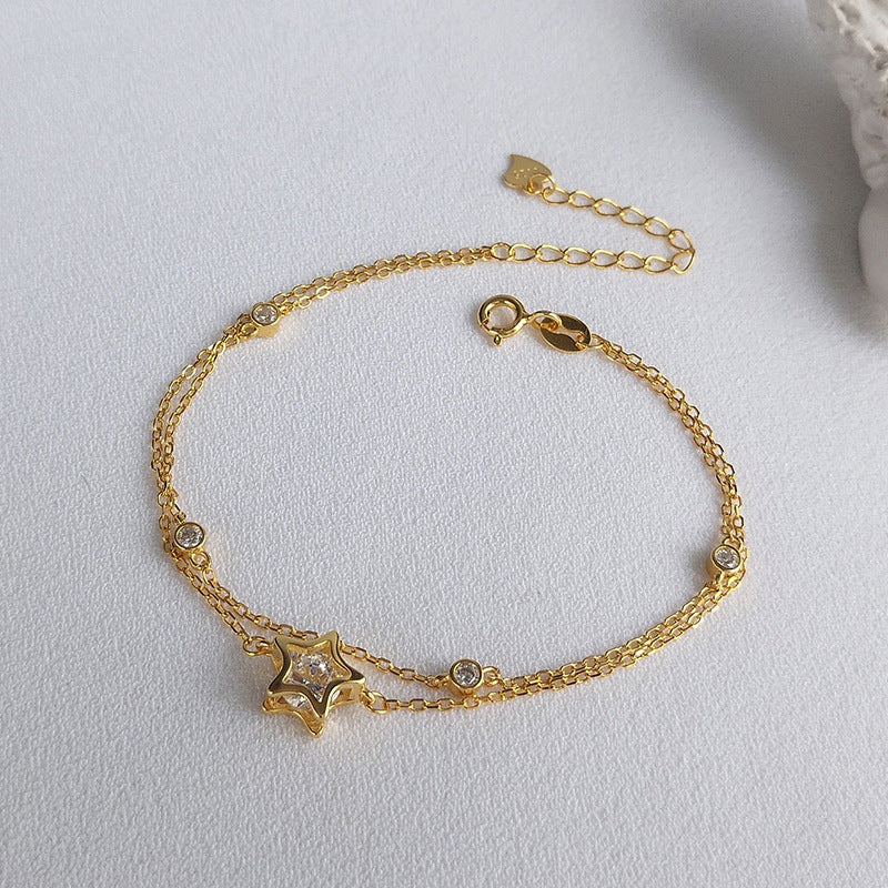 Doppellagiges S925 Silber Armband mit Sternen – Bild 2 | LuxeStyle
