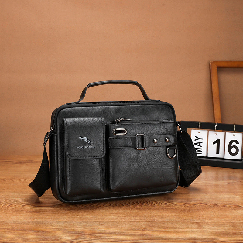 Retro PU Schultertasche Herren Großvolumen