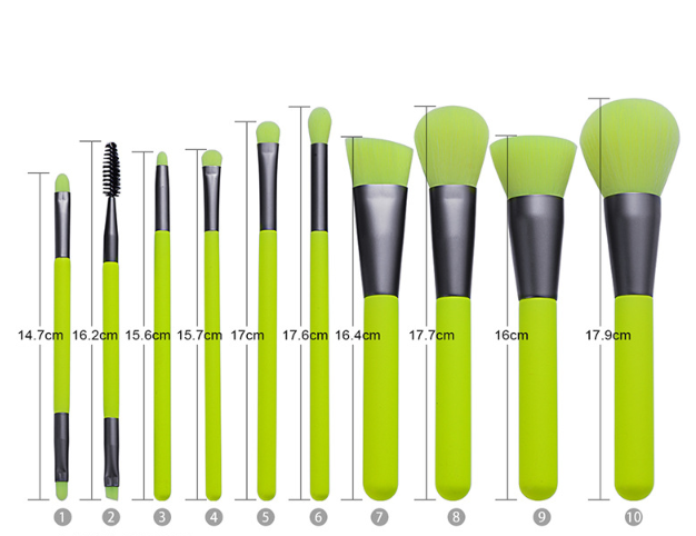 10er-Set professionelle Neon Make-up Pinsel