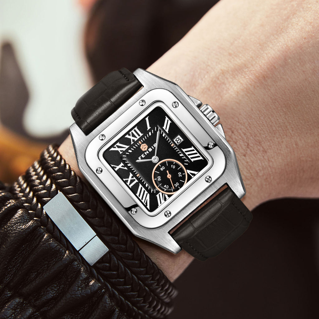 Retro-Uhr mit Kalender für Herren
