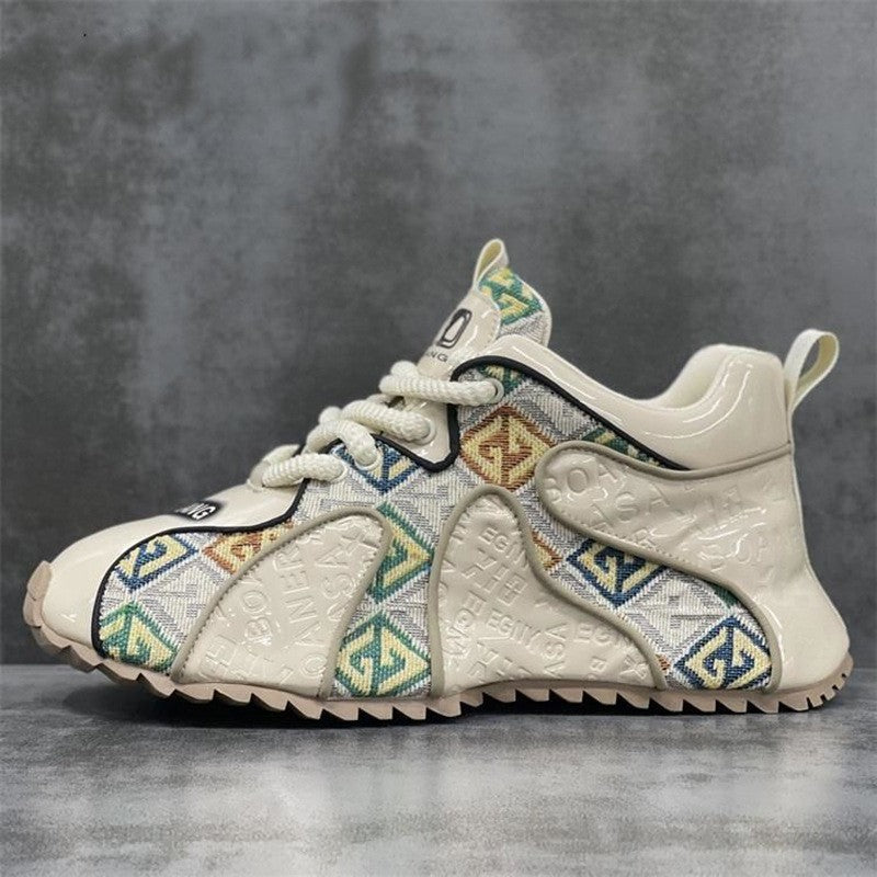 Mode-Sneaker mit Stickerei, dicksohlige Herrenschuhe