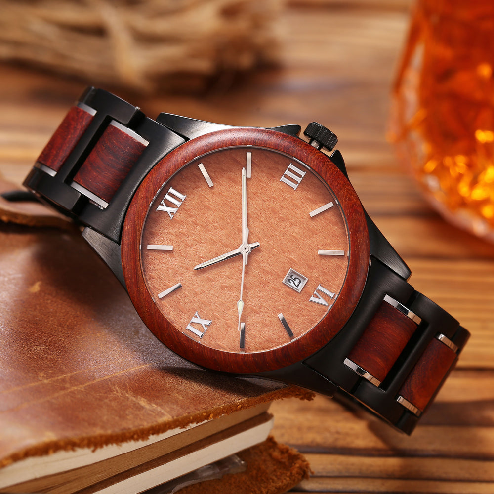 Herren Quarzuhr Sandelholz Schwarz – Bild 16 | LuxeStyle