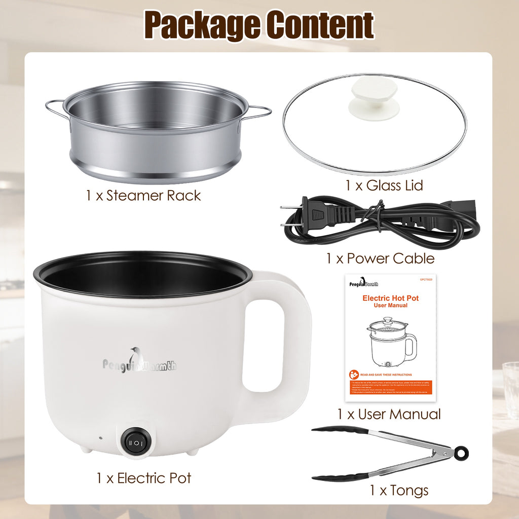 Elektrischer Mini-Hot Pot mit Dampfgarer 1.8L