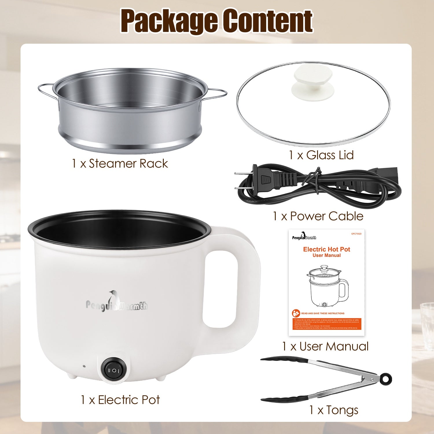Elektrischer Mini-Hot Pot mit Dampfgarer 1.8L