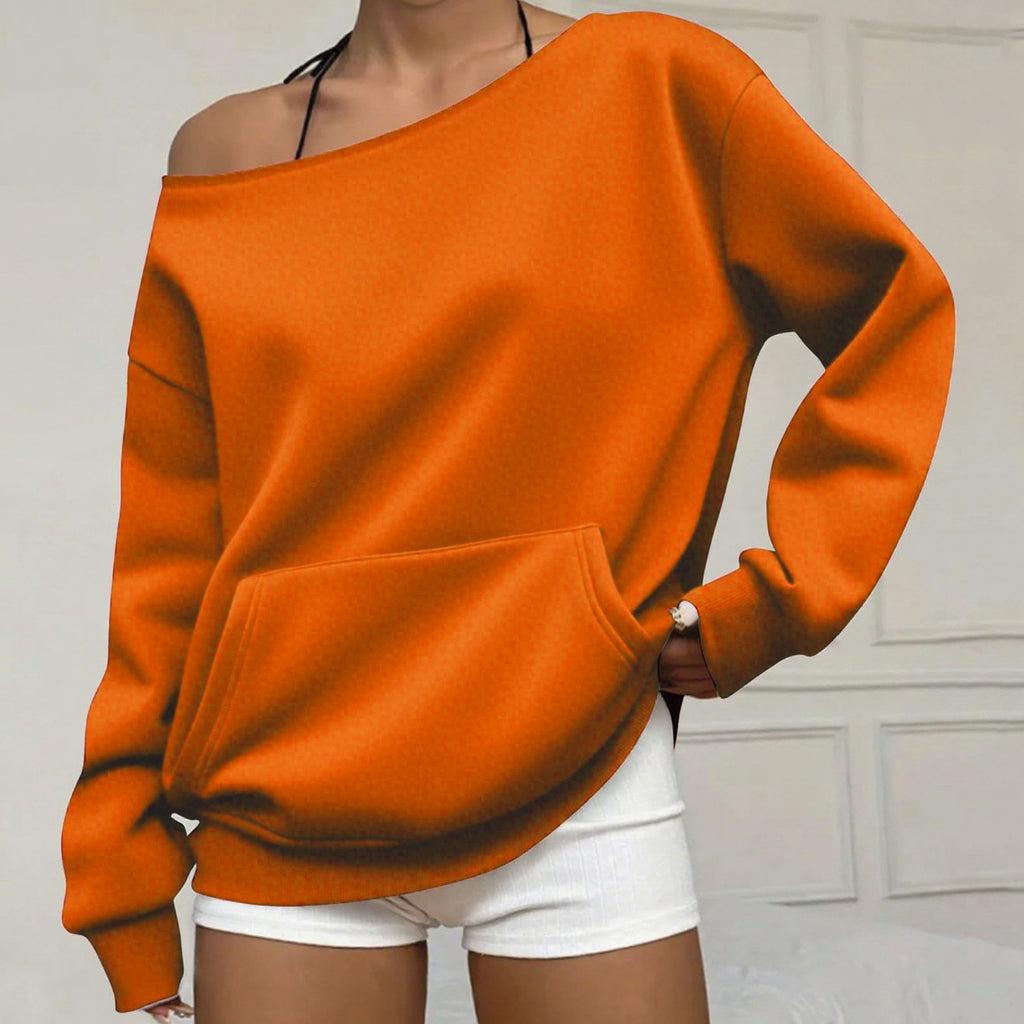 Off-Shoulder Sweatshirt mit Blumenmuster