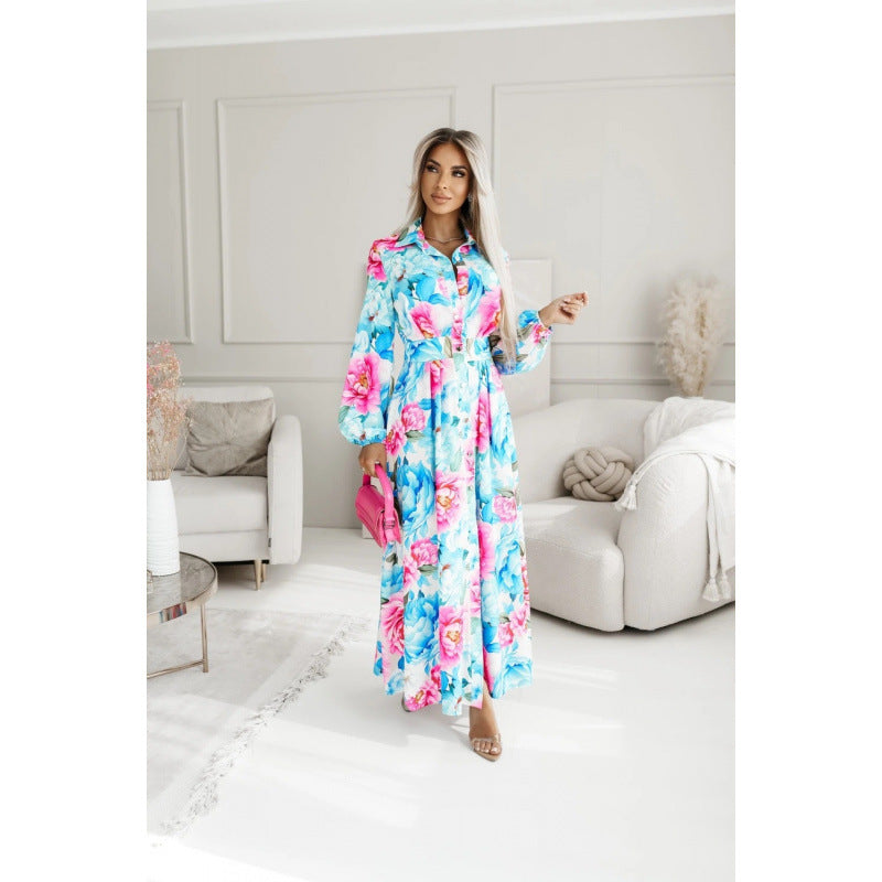 Bedrucktes Langarm-Hemdblusenkleid – Bild 2 | LuxeStyle