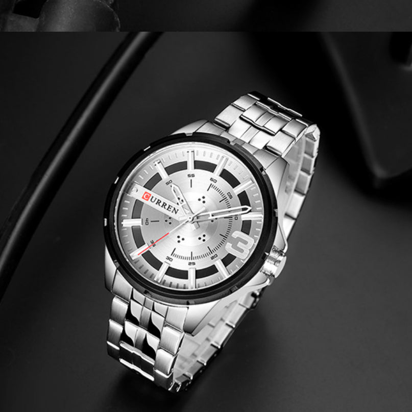 Einfache Herren-Armbanduhr aus Edelstahl