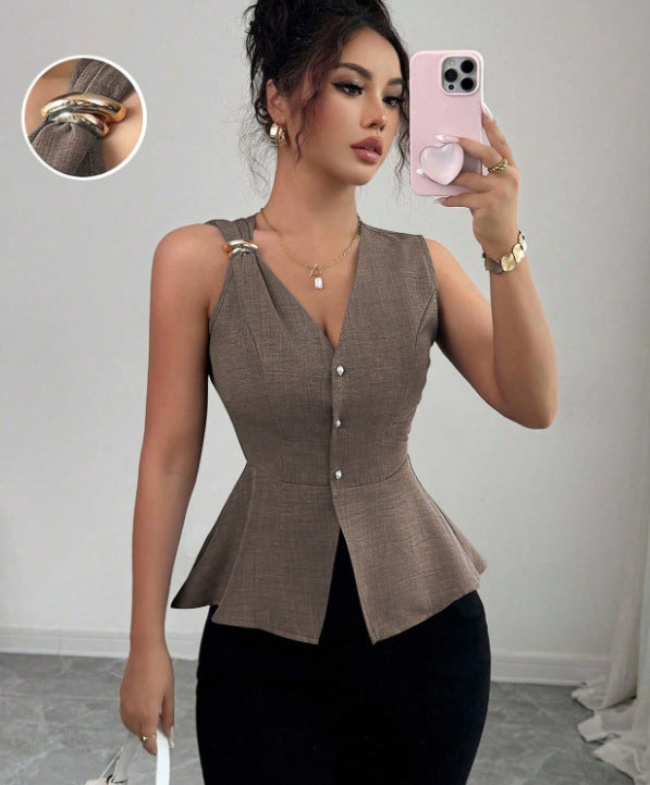 Blaues, schlankes, button‑basiertes Shirt – Bild 3 | LuxeStyle