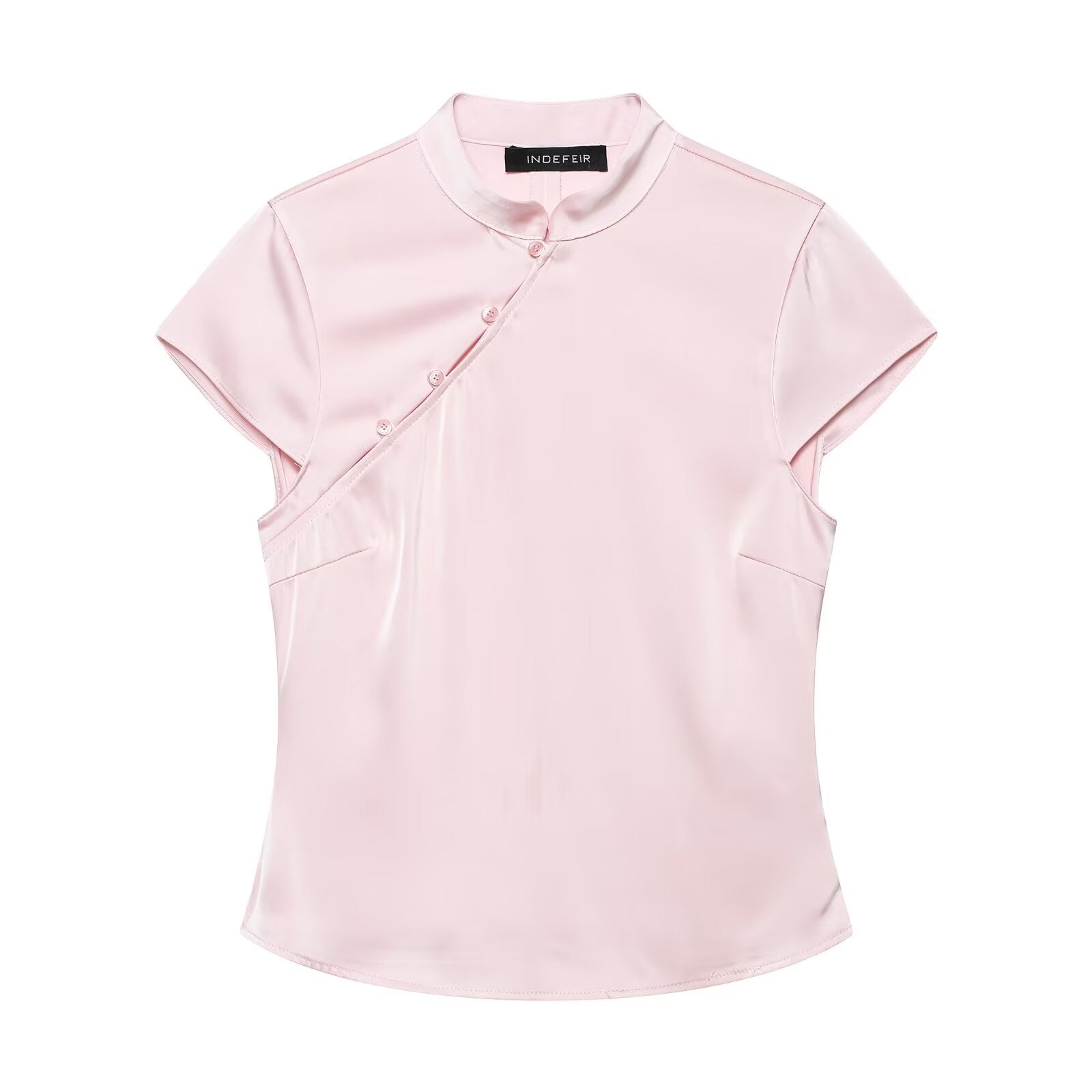 Satin-Top im China-Stil mit Mandarinkragen