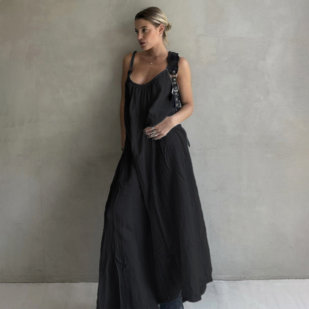 Strukturiertes Trägerkleid aus Baumwolle