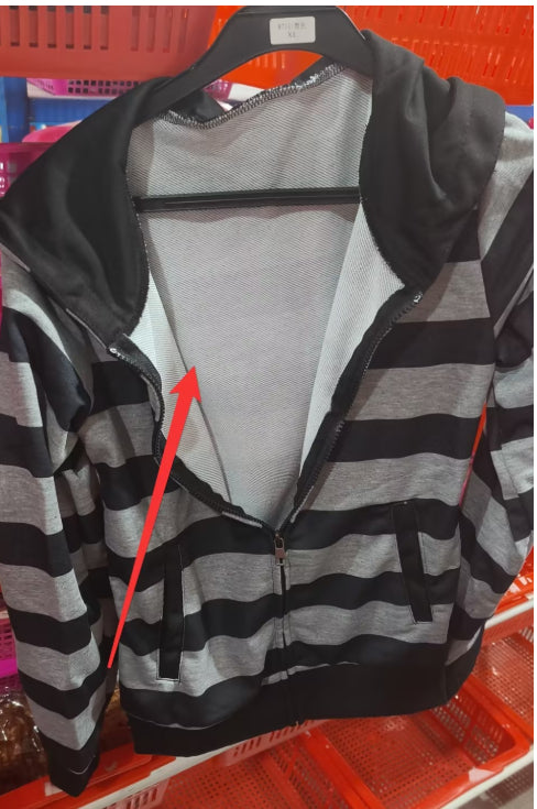 Retro Streifen Hoodie mit Zipper