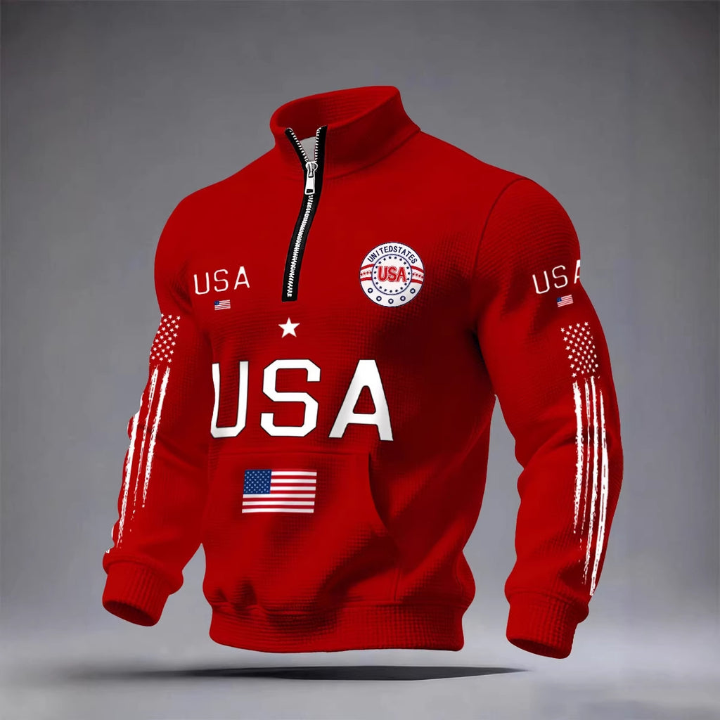 Herren-Sweatshirt mit Stehkragen und Aufsatztasche – Bild 4 | LuxeStyle