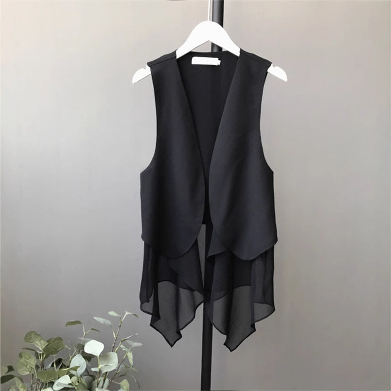 Ärmellose Chiffon-Weste im Korea-Stil