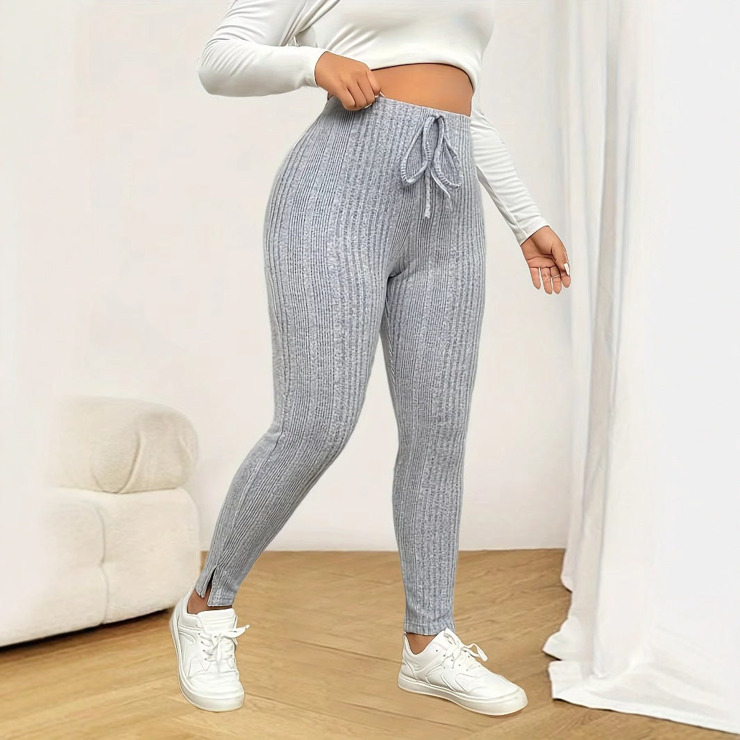 High-Waist Leggings mit Rippstruktur