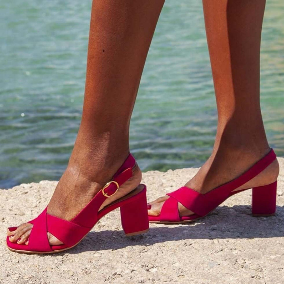 Wildleder-Sandalen mit offenem Zeh