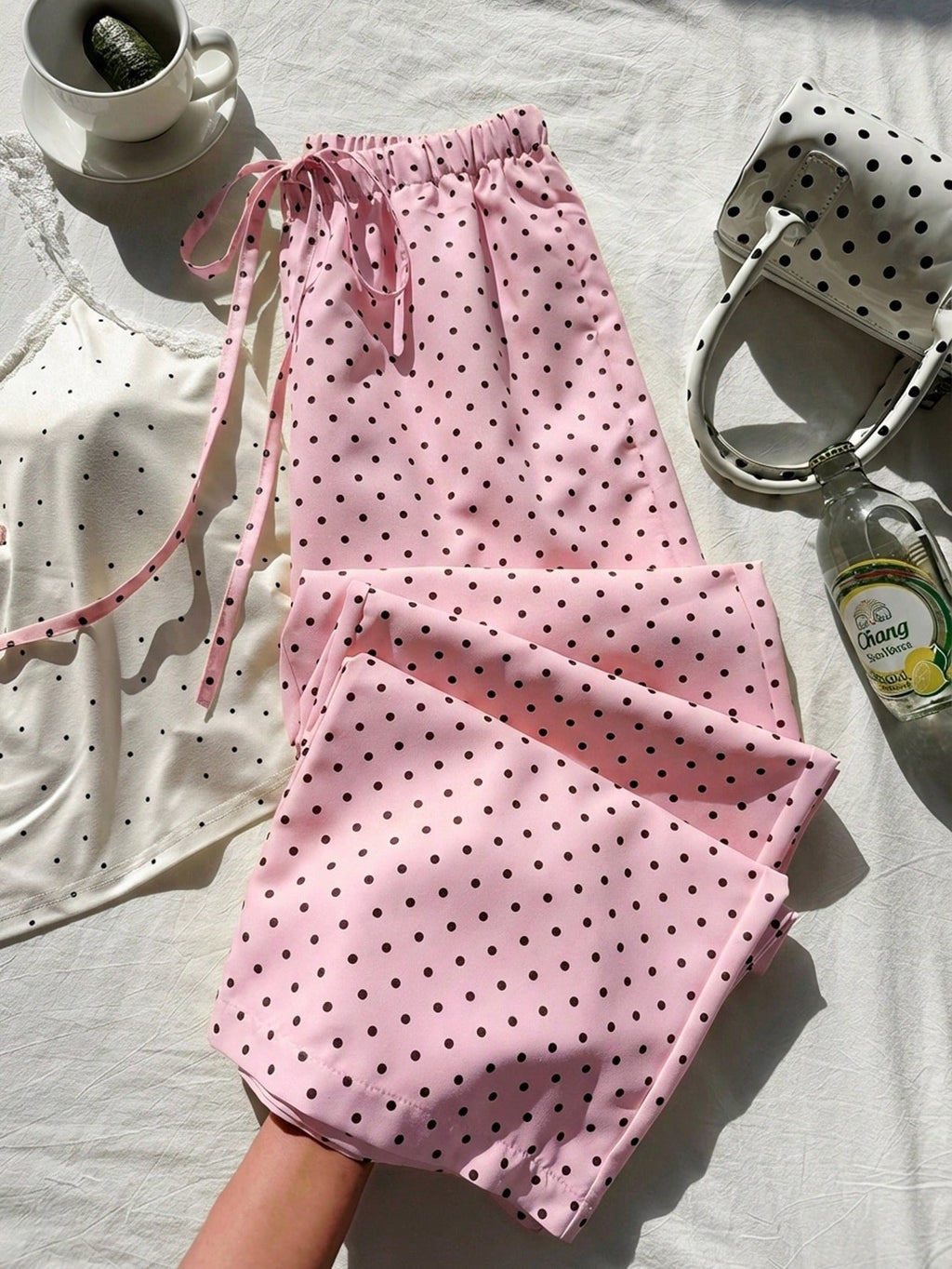 Weite Polka-Dot Hose mit Elastikbund