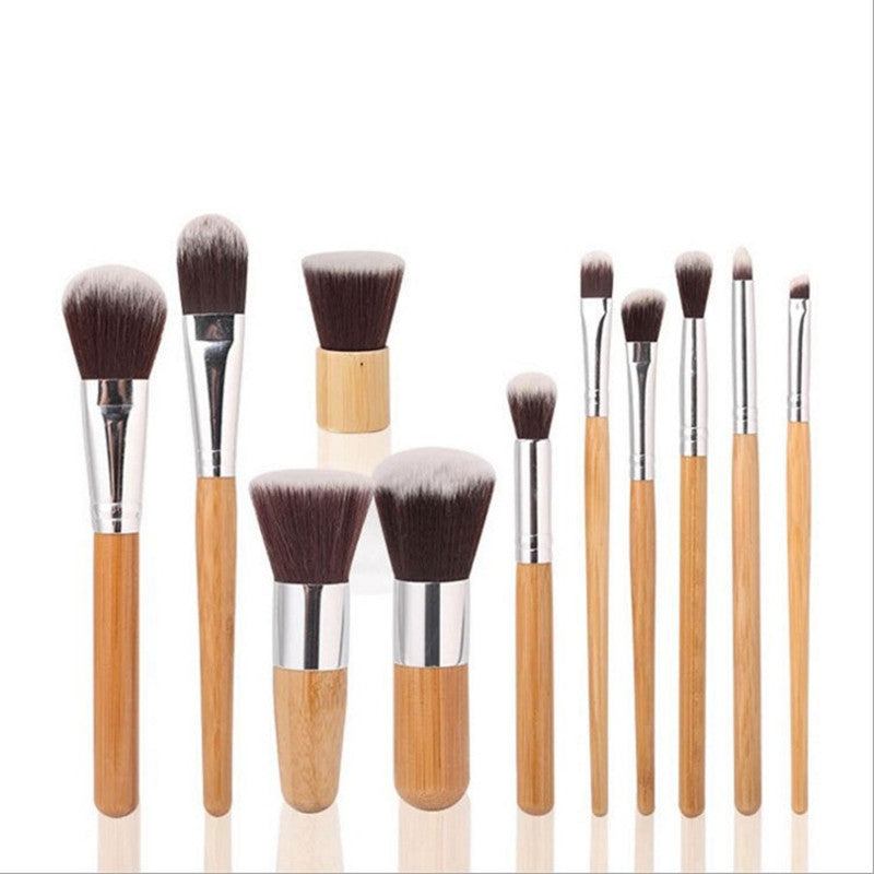 11 Make-up Pinsel mit Bambusgriff im Leinensäckchen – Bild 6 | LuxeStyle