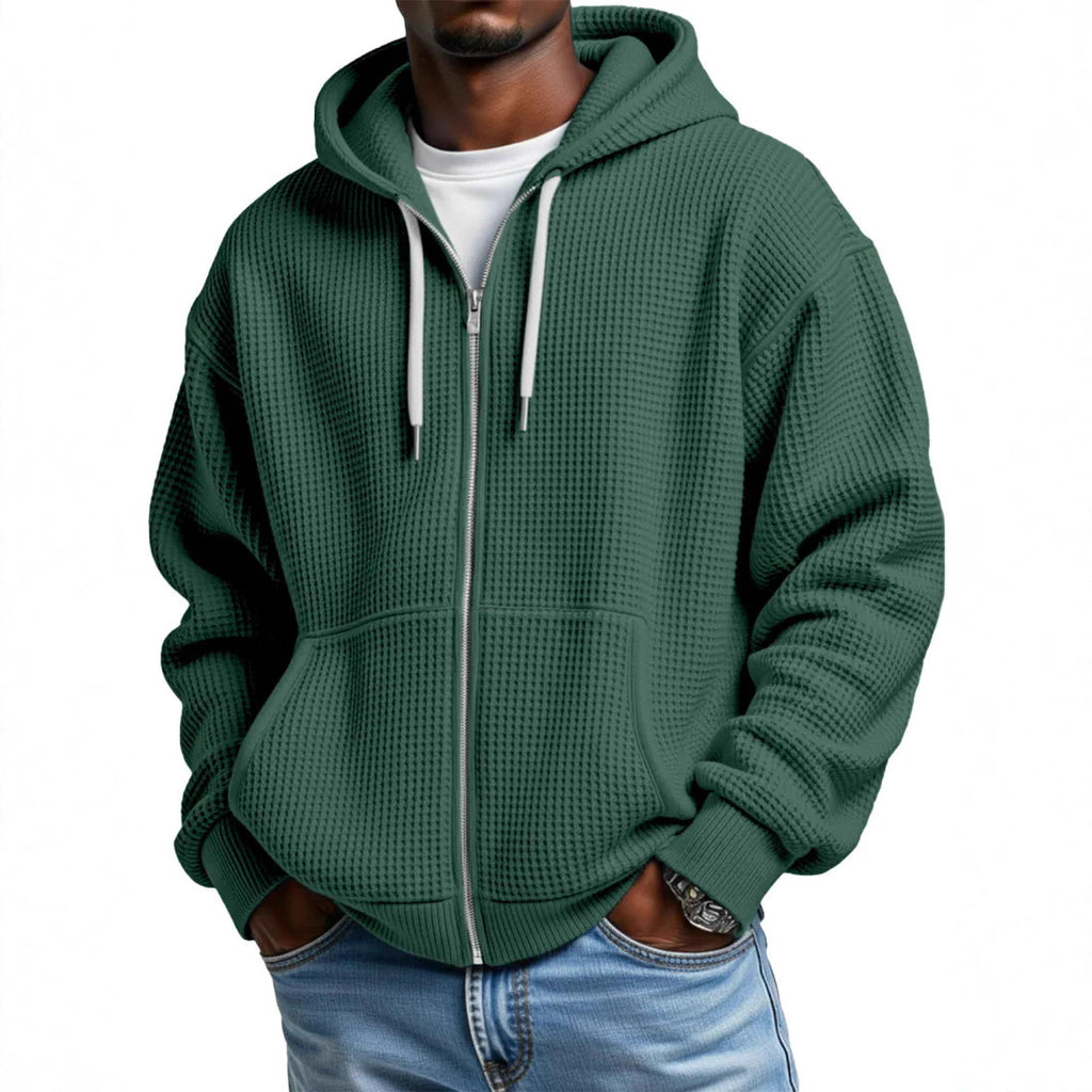Herren Loose-Fit Kapuzenjacke Waffelpiqué | LuxeStyle