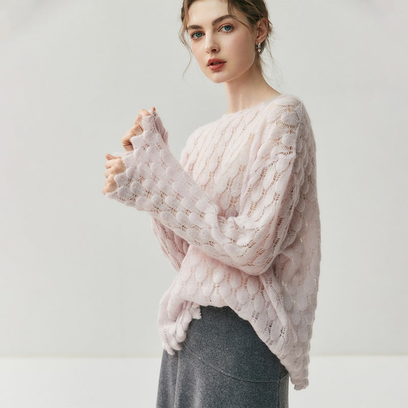 Cashmere-Pullover mit Feder-Design