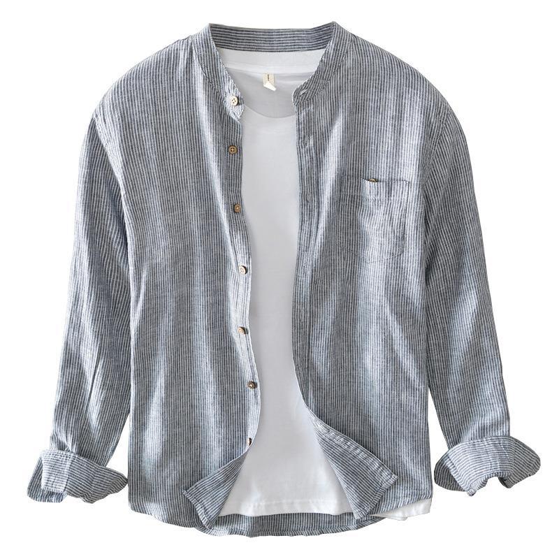 Schlanke Langarm-Herrenbluse mit Streifen