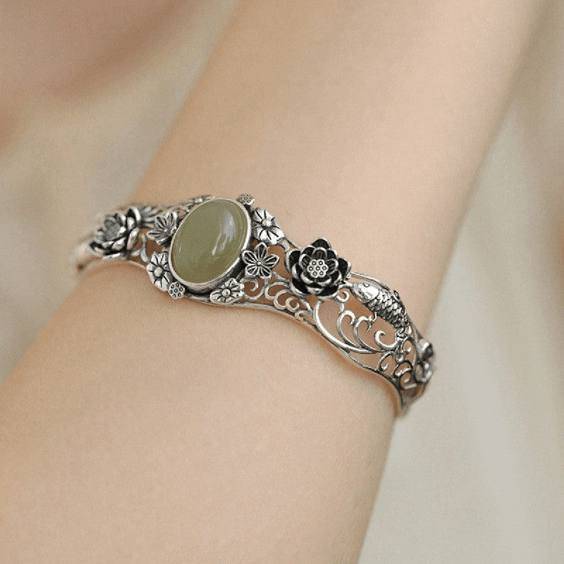 Retro-Armband mit chinesischem Lotus | LuxeStyle