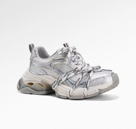 Silberne Chunky Dad-Sneaker im Color-Block-Design