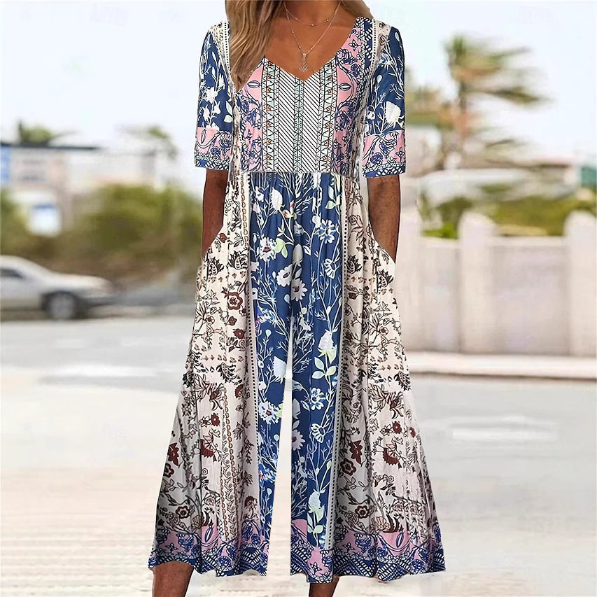 Eleganter ärmelloser Jumpsuit mit Print