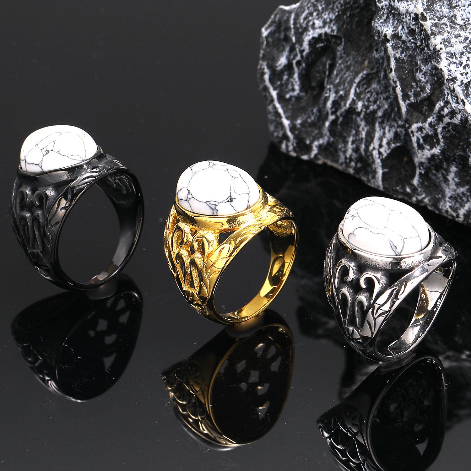 Siegelring Marmor · Gold-Optik