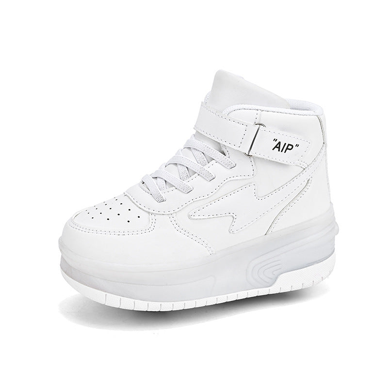 Jugendliche Lederrollschuhe mit Doppellaufrollen