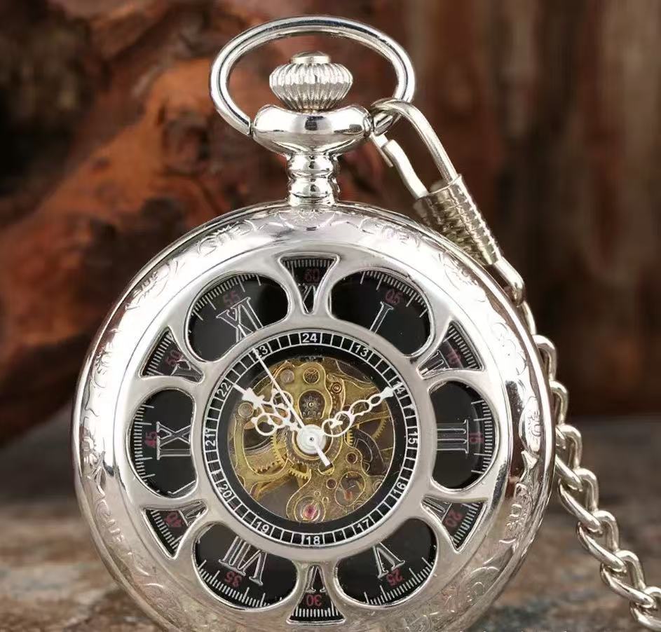 Gun-black Petal Blue-dial Mechanische Taschenuhr – Ansicht 7