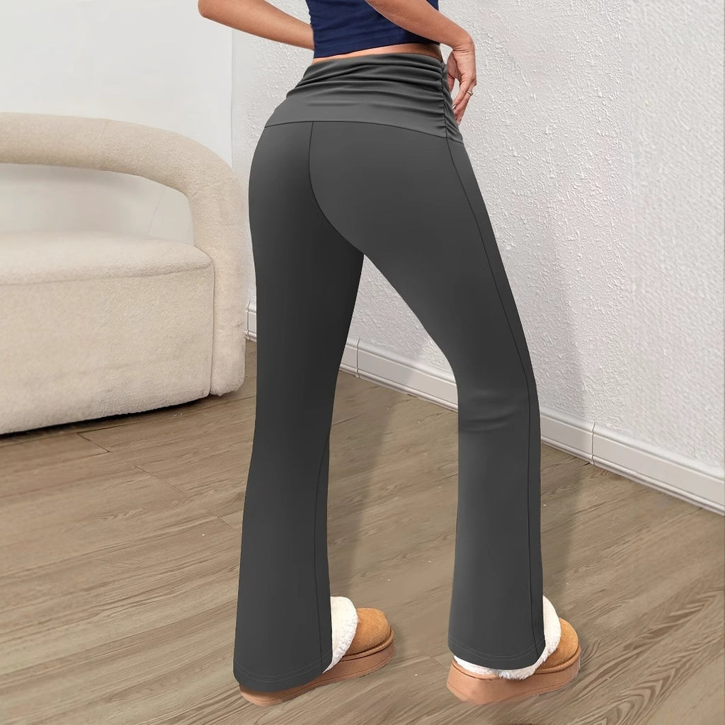 Gestrickte Leggings mit gerafftem Bund