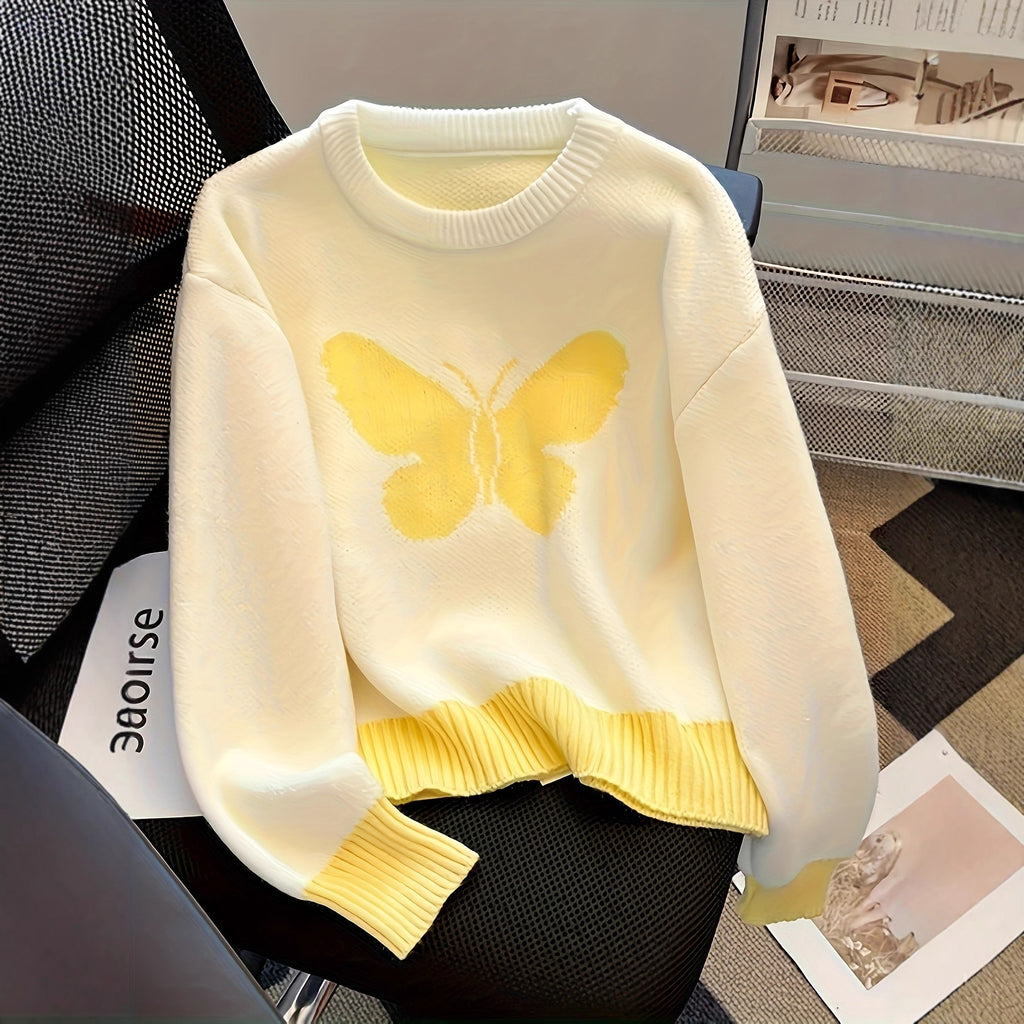 Strickpullover mit Schmetterlingsmuster