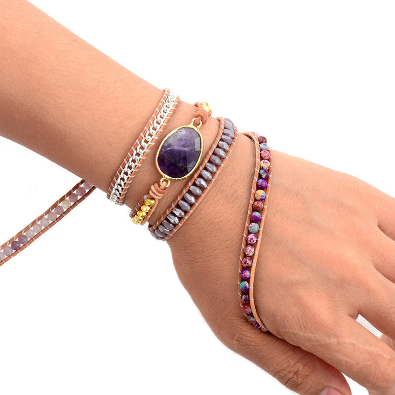Lederarmband mit Amethyst
