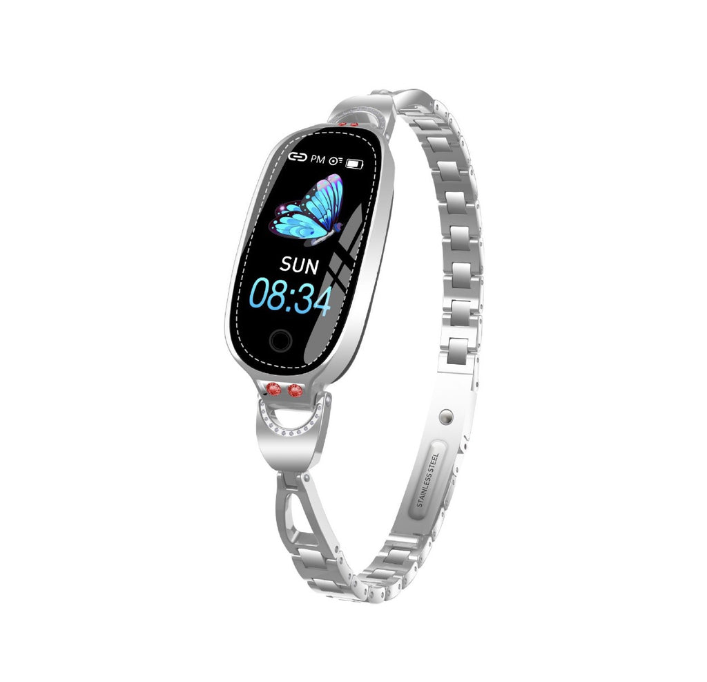 F18 Smartwatch mit Metallarmband für Damen