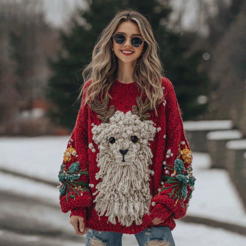 Damen-Loose-Sweatshirt mit 3D-Digitaldruck