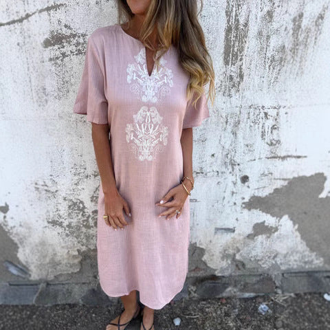 T-Shirt-Kleid «Casa» mit Print, lockerer Schnitt, Damen – LuxeStyle